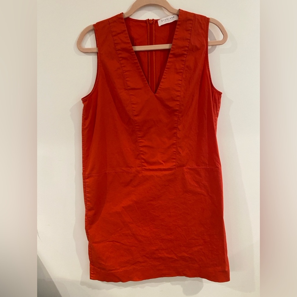 Everlane Tomato Red Shift Dress, Size 8